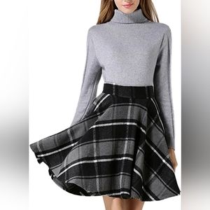 Black and Grey Plaid Skirt